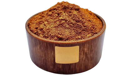 Ground spice in wooden bowl close-up, rich color and texture, perfect for culinary, food photography, and ingredient shots