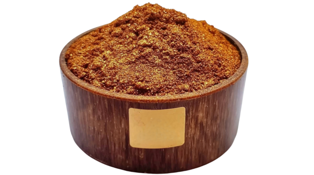 Ground spice in wooden bowl close-up, rich color and texture, perfect for culinary, food photography, and ingredient shots