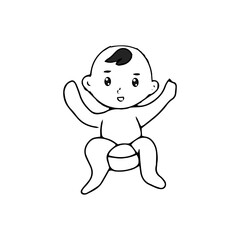 Baby new born line gesture activity. baby new born element design. coloring book for kids preschool. newborn baby to toddler life cycle vector