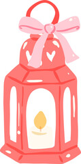 Christmas Lantern Clipart, Cozy Holiday Candle PNG