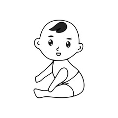 Baby new born line gesture activity. baby new born element design. coloring book for kids preschool. newborn baby to toddler life cycle vector