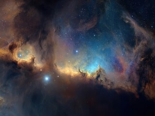 Fototapeta premium Colorful Nebula in Deep Space with Sparkling Stars