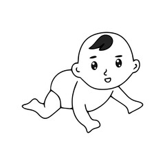 Baby new born line gesture activity. baby new born element design. coloring book for kids preschool. newborn baby to toddler life cycle vector