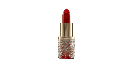 Glamorous Red Lipstick with Sparkling Glitter Case Perfect for Makeup Lovers and Beauty Enthusiasts