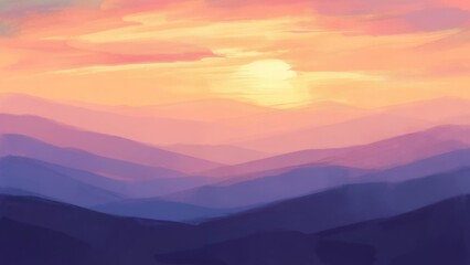 Fototapeta premium Pastel sunset over misty mountains