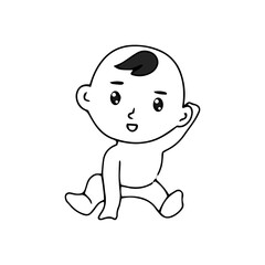 Baby new born line gesture activity. baby new born element design. coloring book for kids preschool. newborn baby to toddler life cycle vector