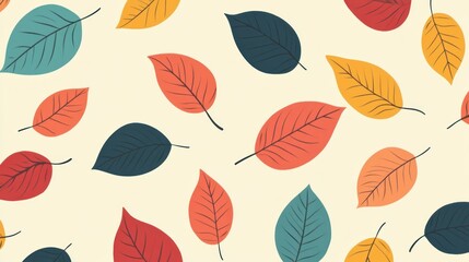 Colorful autumn leaves pattern background.