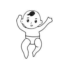 Baby new born line gesture activity. baby new born element design. coloring book for kids preschool. newborn baby to toddler life cycle vector