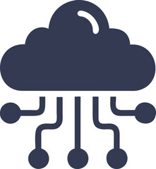 Isolated cloud computing icon against a white background, representing virtual data management and connectivity.
