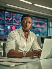 Fototapeta premium Financial Analyst in Modern Office – AI Generative