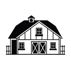 rustic farmhouse silhouette vector on white background 