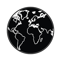 silhouette of the world map for illustration on white background 