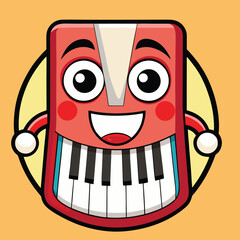 Design logo icon vector illustration  cartoon character piano keyboard
