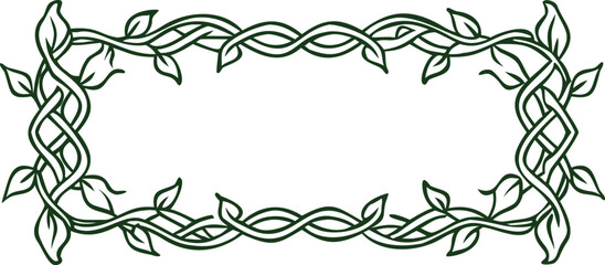 Vector illustration of a Celtic frame adorned with decorative leaves.