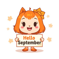 Hello September Cartoon Character 