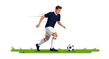 Obraz premium Soccer Player Illustration in Yellow Jersey Dribbling Ball , Sports Vector Art for Football Fans and Team Spirit