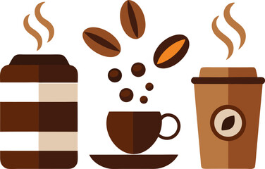 Vector illustration of coffee elements for national coffee day celebration collection