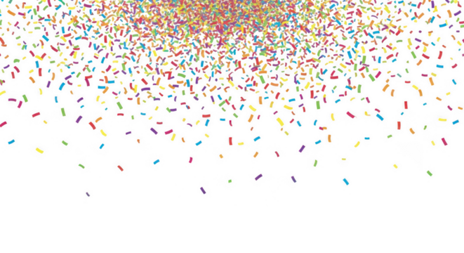 Falling confetti on transparent on transparent background