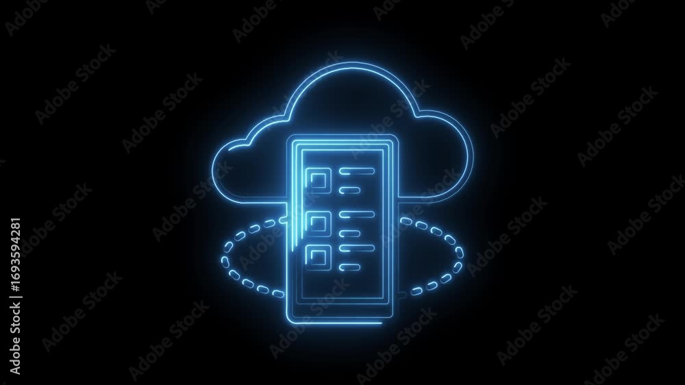 Aufkleber digital cloud network data security and secure online information transfer background animation