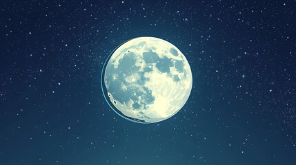 Obraz premium Full Moon Painting in Starry Sky, Celestial Globe Illustration, Night Cosmic