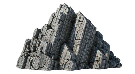 Jagged gray rock formation isolated on transparent background