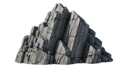 Jagged gray rock formation isolated on transparent background