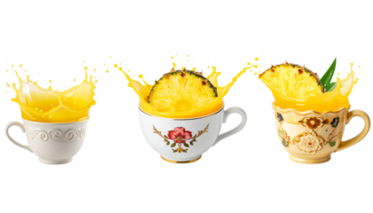 Pineapple juice in a cup on a white background