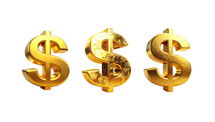 Obraz premium A prominent golden 3D dollar symbol symbolizes wealth on a white background