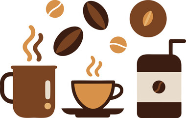 Vector coffee elements collection illustration scalable eps icons for national coffee day celebration