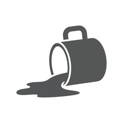 Spilled coffee cup icon silhouette pouring liquid abstract design graphic element vector