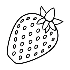 strawberry slice outline vector on white background 