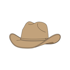 Western cowboy hat silhouette icon simple line art rustic style apparel accessory vector