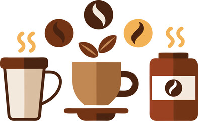 National coffee day elements collection vector illustration for coffee lovers