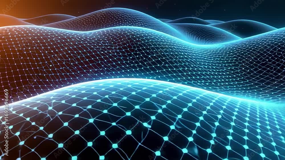 Poster abstract futuristic background digital data wave network technology connection lines