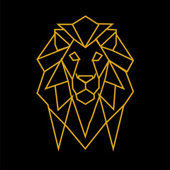 Abstract Geometric Lion Head – Golden Line Art © wajahat