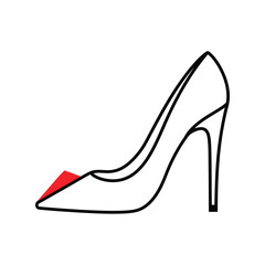 Elegant classic high heel shoe design fashionable footwear style minimalist line art vector