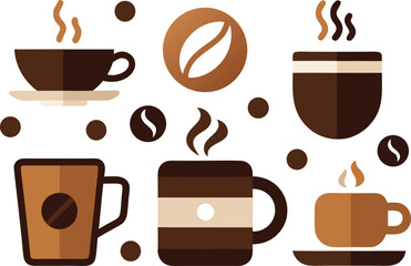 Vector illustration collection of coffee cups and beans for national coffee day celebration