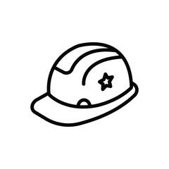 Black line icon for hard hat