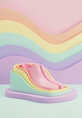 Pastel Rainbow Shoes: A Dreamy 3D Render
