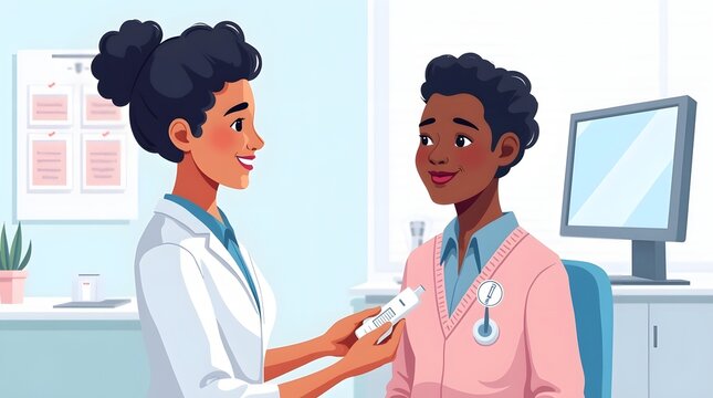 A doctor conducting an STI test, with medical tools and equipment in the background, symbolizing prevention and sexual health responsibility.