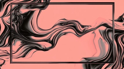 Abstract pink and black marble swirls in a frame.