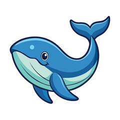Cute cartoon blue whale illustration
