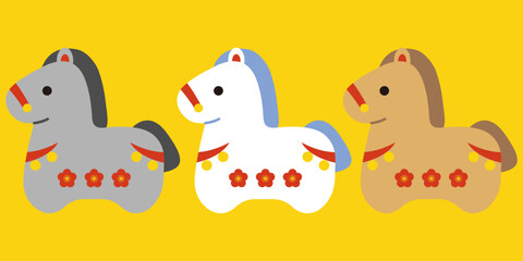 馬の置物イラストセット