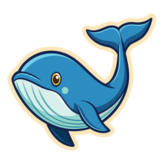 Fototapeta premium Cute cartoon blue whale with a friendly expression swimming