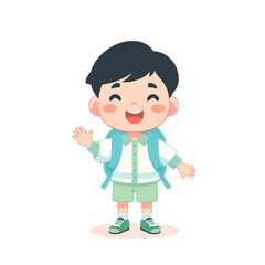 Happy School Kid with Backpack