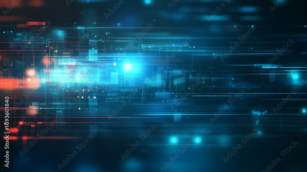 Aufkleber futuristic digital data stream with geometric and light elements, visualizing technology