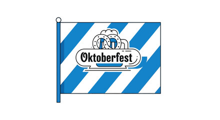 Oktoberfest Celebration Flag with Beer and Pretzels, Ideal for Promoting Festival Events and German Culture with a Clean and Minimalist Vector Design