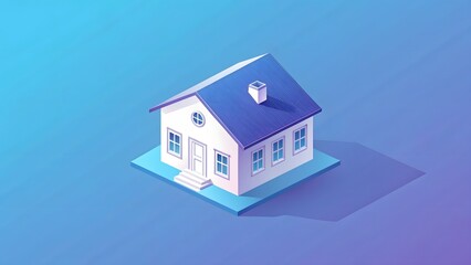 Modern Minimalist House Illustration on Vibrant Background
