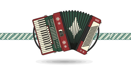 Detailed Accordion Illustration for Musical Instrument Education, Cultural Celebrations, and Festive Event Design Projects with a focus on musical heritage © Jonmart