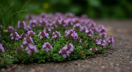Obraz premium Purple thyme flowers groundcover